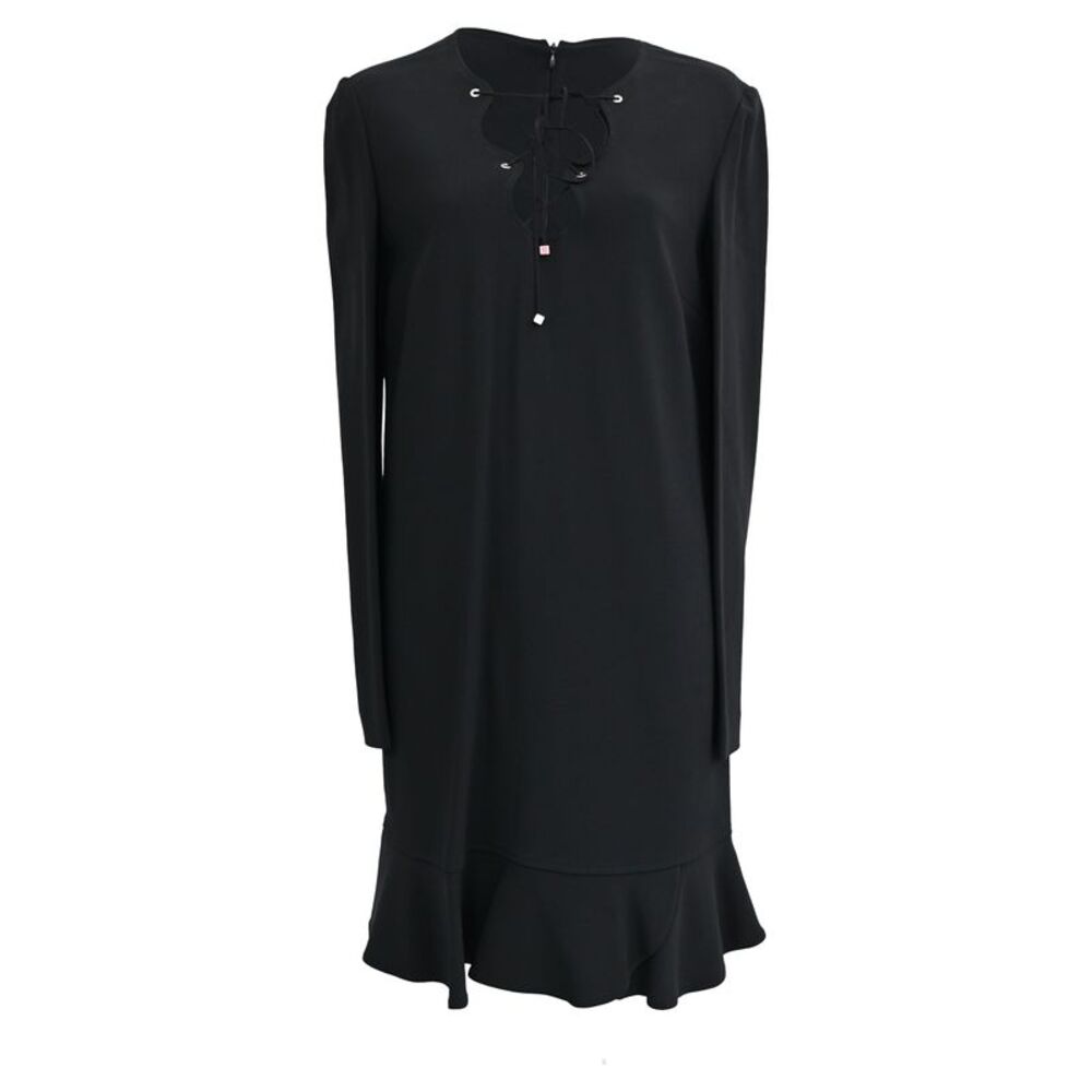 Emilio Pucci Tie-Up Detail Cady Flounce Dress in Black Viscose